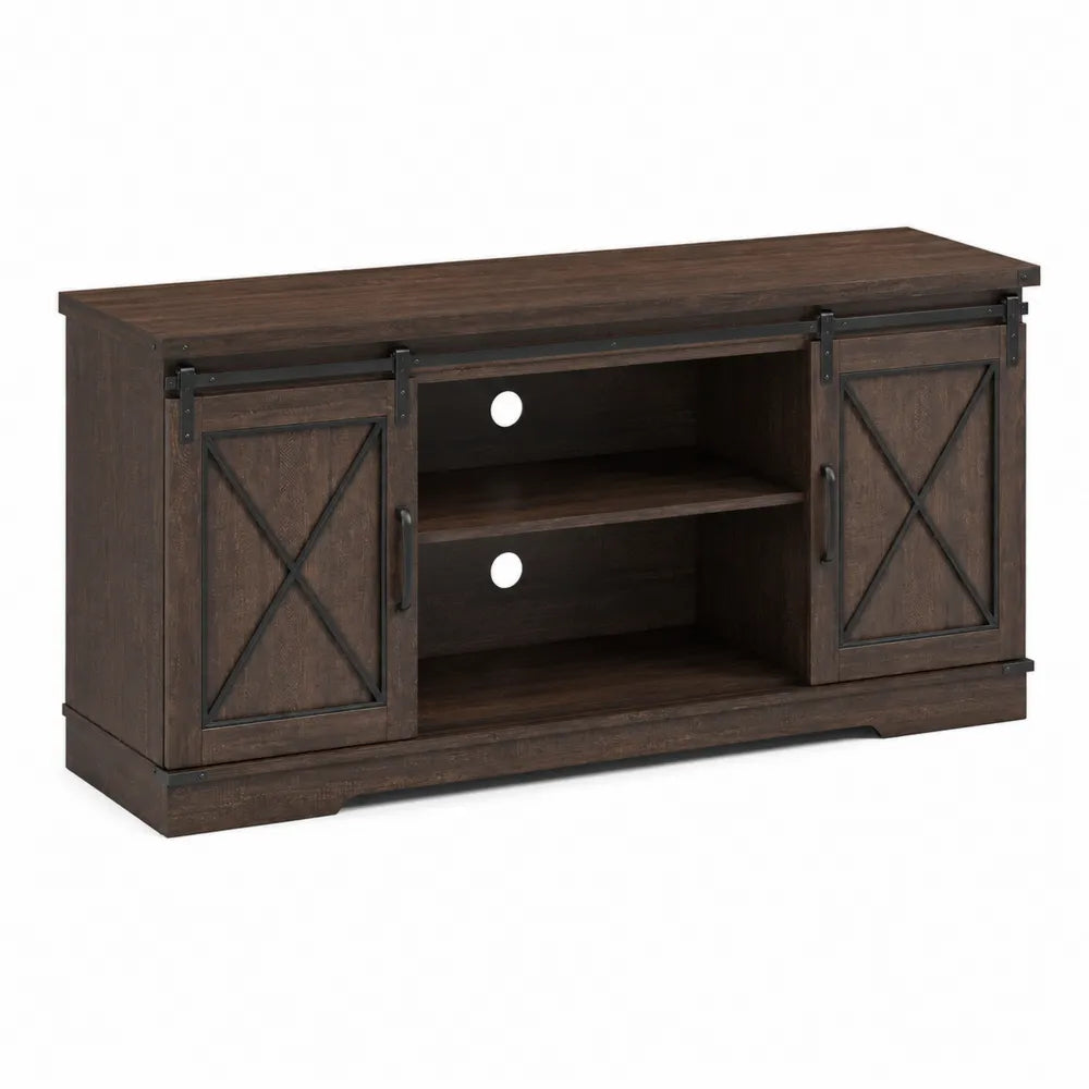 Mobile TV in MDF marrone con ante scorrevoli 152x41x64