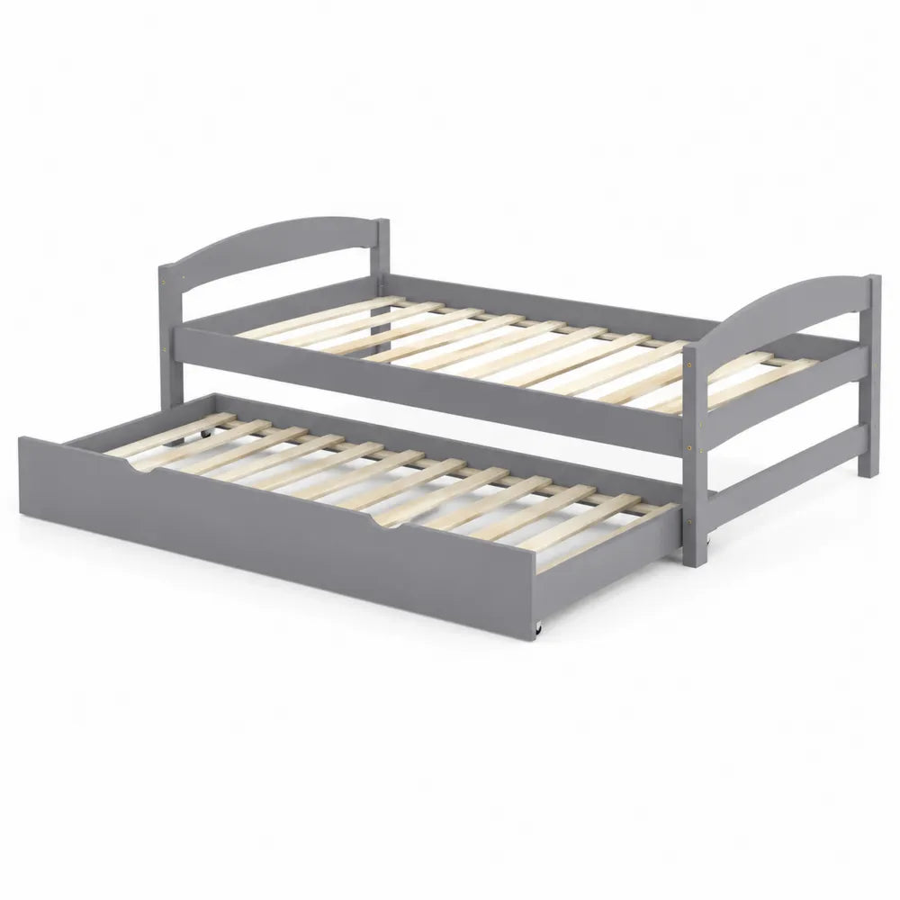 Letto singolo con letto estraibile in legno massello