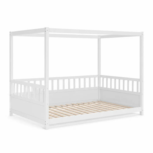 Letto a Baldacchino in Legno Bianco 200x140