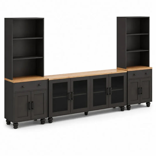 Set Mobili TV in MDF e Vetro Temperato con Anta Antracite e